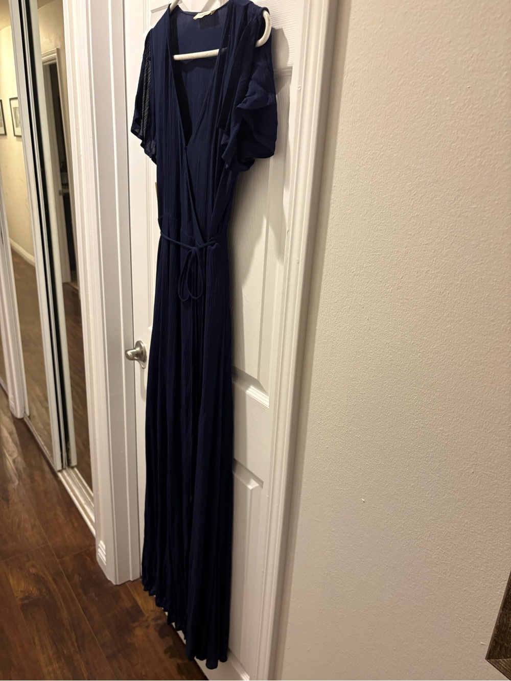 Rokoko Navy Blue Wrap Maxi Dress Split Sleeve NWT Size L
